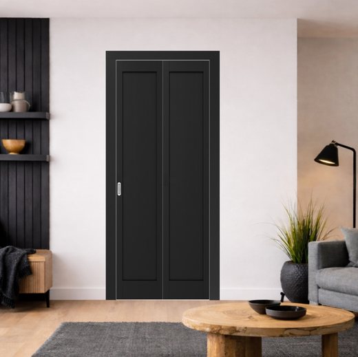 Складная дверь книжка Optima Porte глухая Турин 501.1 (Антрацит)