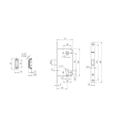 Корпус врезного замка MAGNM85C-50 (M85C-50) BL черный, фото 3