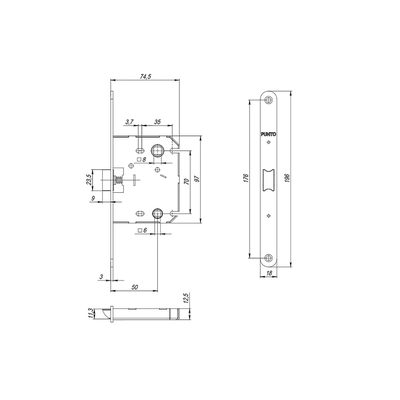 Защелка PLASTPL70X-R20 (PL70X-R20 SN) (врезная) SN мат. никель упаковка, фото 3