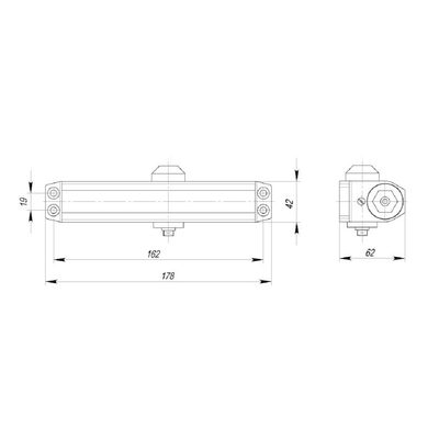 Доводчик дверной DCTR50-100 (TDR-100) 50-100кг AL алюминий, фото 3