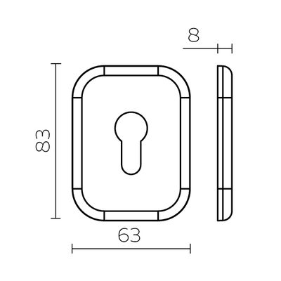 Накладка на цилиндр ESC.C.XL/K.486 (ESC 486-C SQ XL) CP хром (1 шт.), фото 3
