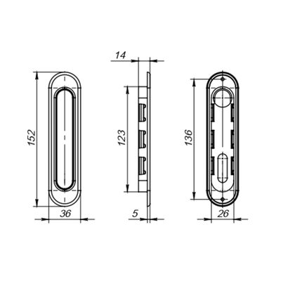 Защелка с ручками для раздвижных дверей SH.SL152.KIT011-BK (Soft LINE SL-011) СP-8 хром, фото 3