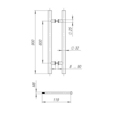 Ручка-скоба PULL.PH32/900.22 INOX 304 (PH-22-32/900-INOX) BLACK, фото 3