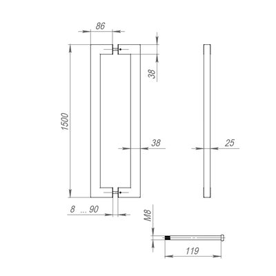 Ручка-скоба PULL.PH38/1500.26 INOX 304 (PH-26-38/1500-INOX) BLACK, фото 3