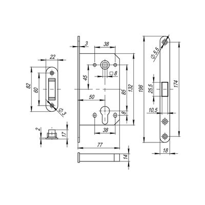 Корпус врезного замка MAGNM85C-50 (M85C-50) SSG сатинированное золото, фото 3