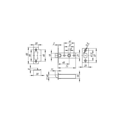 Защелка врезная PLASTP12-45-25 SSC сатинированный хром, фото 3