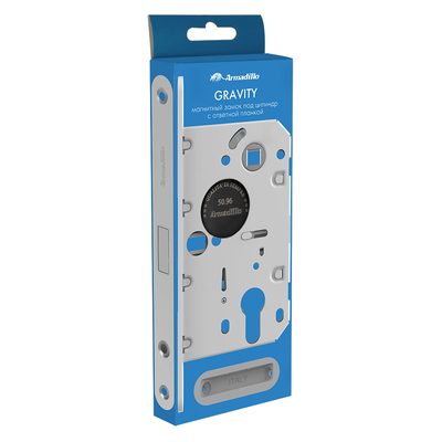Замок межкомнатный магнитный под цилиндр с ответной планкой GRAVITY G02.196.50.85 MWSC итал тисненый, фото 2