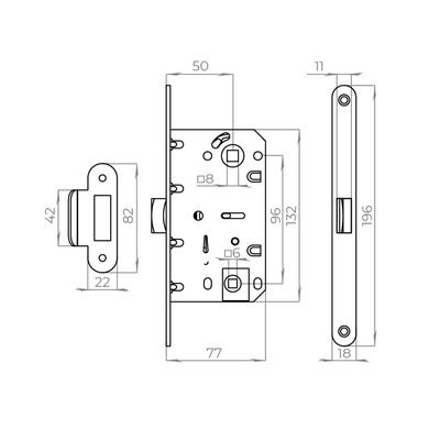 Защелка врезная PLASTLP96WC-50 AB бронза, фото 3