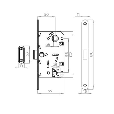 Защелка врезная MAGNLN96WC-50 (LN96WC-50) AB бронза, фото 3