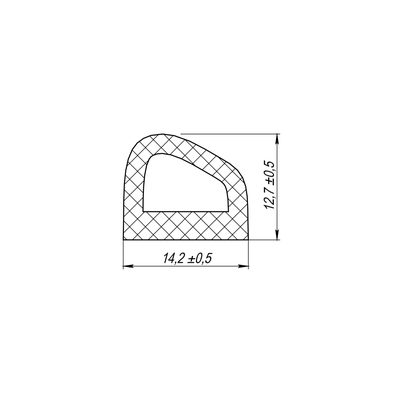 Уплотнитель без клеевой основы WADH/D-14,2x12,7mm (127), BLACK черный 120 m, фото 3