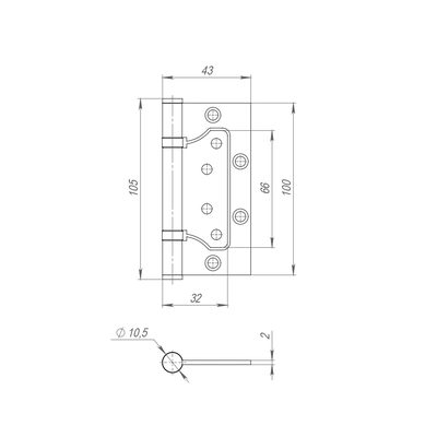 Петля универсальная без врезки IN4300W BL (300-2BB 100x2) (чёрный), фото 3
