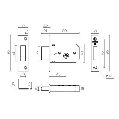 Замок врезной крестообразный X200 F (200 F) CP хром 5key, фото 3