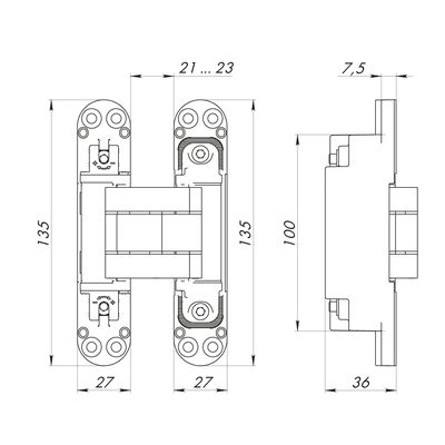 Петля Armadillo скрытой установки U3D7800.VPG SC мат. хром TECH, фото 3