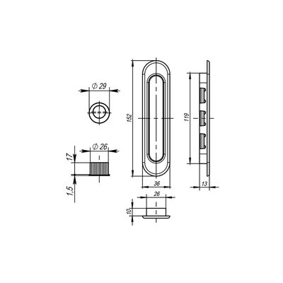 Ручка для раздвижных дверей SH.LD152.010 (SH010) СP-8 хром, фото 3
