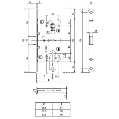 Корпус замка под цилиндр MEDIANA EVOLUTION B01103.50.03.567 с отв. планкой B01000.13, фото 3