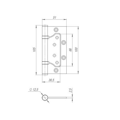Петля из нержавейки универсальная без врезки IN4500W INOX 304 BL (500-2BB 100x2,5) черный, фото 2