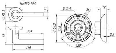 Ручка раздельная R.RM54.TEMPO (TEMPO RM) SN/CP-3 матовый никель/хром, фото 3