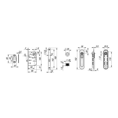 Набор Armadillo для раздвижных дверей SH.LD152.KIT011-BK (SH011-BK) GP-2 золото, фото 3