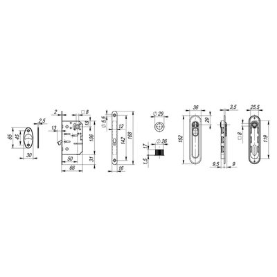 Набор для раздвижных дверей SH.LD152.KIT011-BK (SH011-BK) SG-1 матовое золото, фото 3