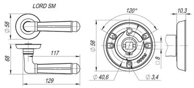 Ручка раздельная R.SM58.LORD (LORD SM) MAB-6 темная бронза, фото 3