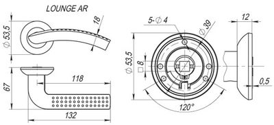 Ручка раздельная R.AR54.LOUNGE (LOUNGE AR) 130mm SN/CP-3 матовый никель/хром, фото 3