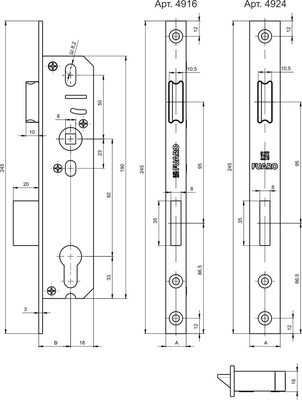 Корпус узкопрофильного замка с защелкой PROF4916-40/92 CP хром, фото 3