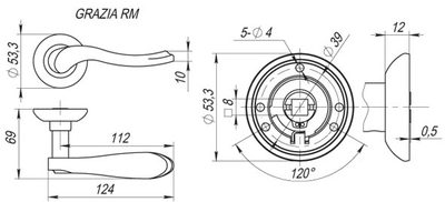 Ручка раздельная R.RM54.GRAZIA (GRAZIA RM) AB/GP-7 бронза/золото, фото 3
