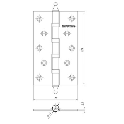 Петля универсальная IN5400UA-BL AB (4BB/A/BL 125x75x2,5) бронза БЛИСТЕР, фото 3