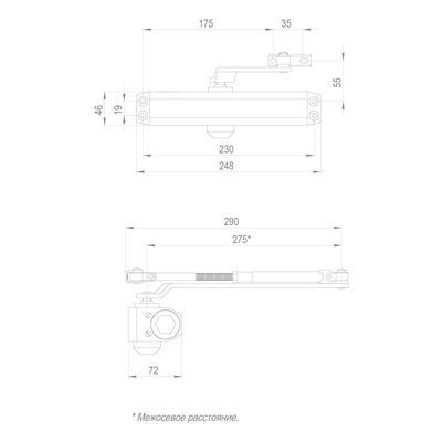 Доводчик дверной DC20-6W (DC-206W) BR до 160 кг (коричневый), фото 3