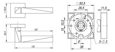 Ручка раздельная K.DM51.DIAMOND (DIAMOND DM) SN/CP-3 матовый никель/хром, фото 3