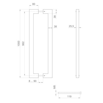 Ручка-скоба PULL.PH38/1000.26 INOX 304 (PH-26-38/1000-INOX) BLACK, фото 3