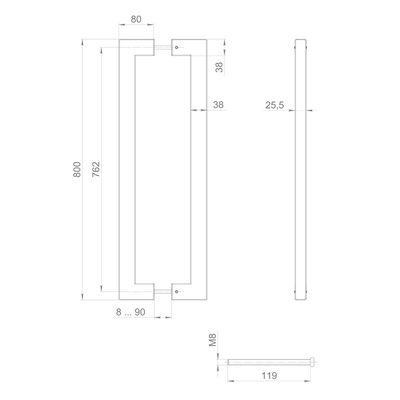 Ручка-скоба PULL.PH38/800.26 INOX 304 (PH-26-38/800-INOX) BLACK, фото 2