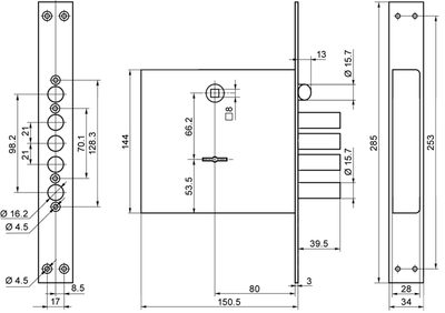 Замок врезной сувальдный с защёлкой ЗВ9-8 МК4/15, 5 кл. /77740/, фото 2