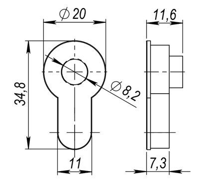 Вставка под шток ET.TANG.UNI (CYLINDER) SN-3 матовый никель, фото 3