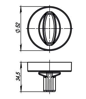 Ручка поворотная BK6.R.URB52 (WC-BOLT BK6/URB) OB-13 античная бронза, фото 3