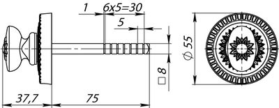 Ручка поворотная BKW8.R.CL55 (BKW8/CL) OB-13 античная бронза, фото 3