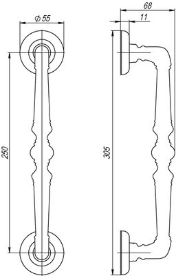 Ручка-скоба PULL.SM250.PALAZZO AB-7 (PALAZZO PULL SM) матовая бронза, фото 3