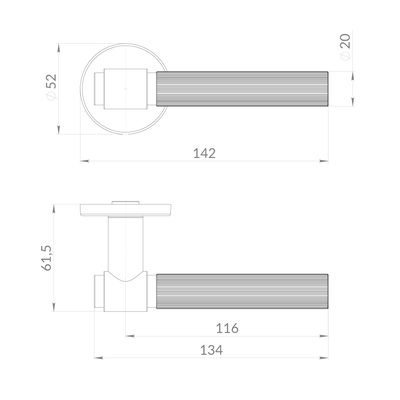 Ручка раздельная R.EST.R52.SHELL SSG-39 сатинированное золото, фото 2