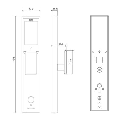 Электронный замок Sanyo D502 UsmartGo DM70 с WiFi, с распознаванием лиц,ручка-скоба 1800 мм, черный, фото 4