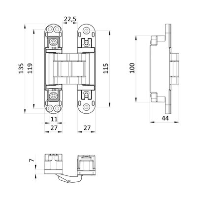 Петля скрытой установки U3D7803.VPG FSG флор. золото TECH, фото 3