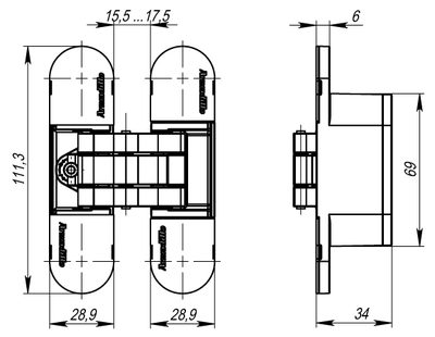 Петля скрытой установки U3D6000 SC (11160UN3D) мат. хром, фото 3