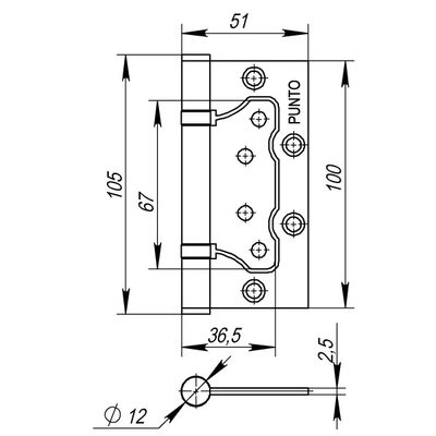 Петля универсальная без врезки IN4200W CP (200-2B 100x2,5) хром, фото 3