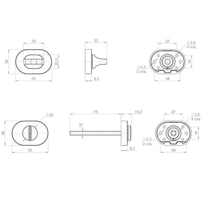 Ручка поворотная BK6.R.UCR36 FSG-39 флорентийское золото, фото 2