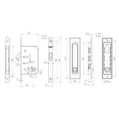 Защелка с ручками для раздвижных дверей SH.SLQ152.011 (Soft LINE SLQ-011) SN мат.никель, фото 3