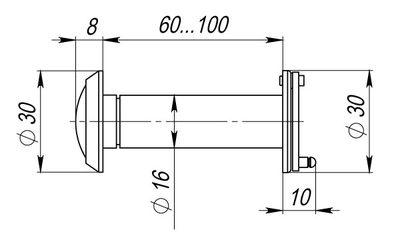 Глазок дверной противопожарный, оптика стекло DV-PRO 3/100-60/BR/HD (DVG3/HD) CP хром, фото 3