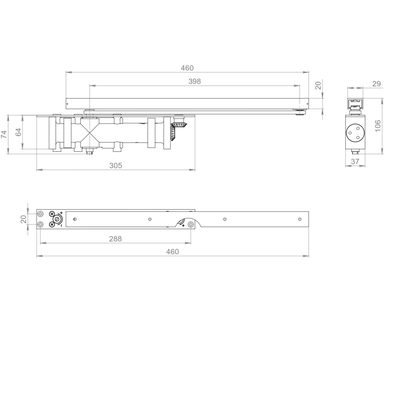 Доводчик дверной скрытой установки DCH2-06 Hold Open (25-120 кг) BL до 120 кг, фото 2