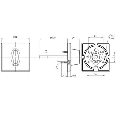 Ручка поворотная BKW8x75.K.RL52 (BKW8x75 RL) ABG-6 зелёная бронза, фото 3
