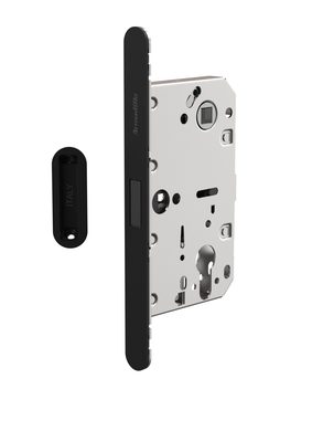 Замок межкомнатный магнитный под цилиндр с ответной планкой GRAVITY.PRO G02.196.50.85 BL черный