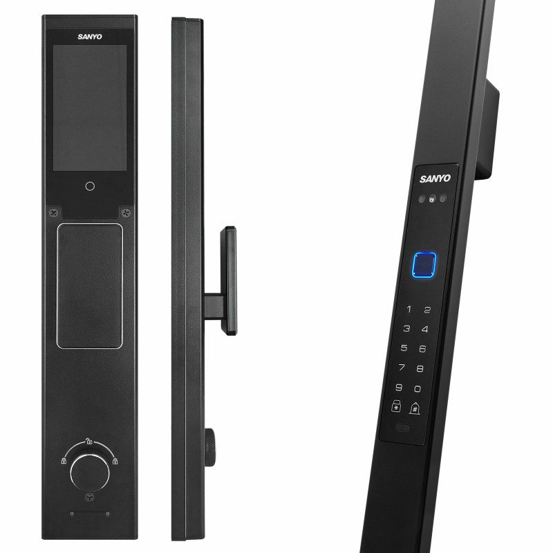 Электронный замок Sanyo D505 UsmartGo DM85 с WiFi, с распознаванием лиц,ручка-скоба 1800 мм, черный