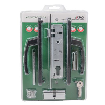 Корпус Ajax цилиндровый в комплекте с ручкой KIT GATE-2585/24 BL черный, фото 2